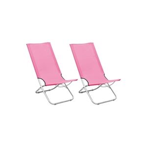 VIDAXL Chaises de plage pliables 2 pcs Rose Tissu - Publicité