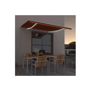 VIDAXL Auvent manuel rétractable avec LED 400x300 cm Orange et marron - Publicité