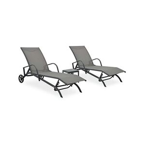 VIDAXL Chaises longues 2 pcs avec table Textilène et acier - Publicité