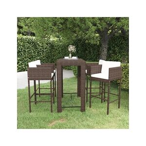 VIDAXL Ensemble bar de jardin 5 pcs et coussins Résine tressée Marron - Publicité