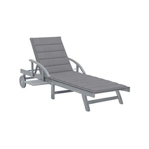 VIDAXL Chaise longue de jardin avec coussin Bois d'acacia solide - Publicité