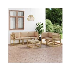 VIDAXL Salon de jardin 6 pcs avec coussins beige - Publicité