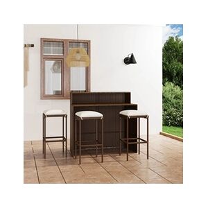 VIDAXL Ensemble de bar de jardin avec coussins 4 pcs Marron - Publicité