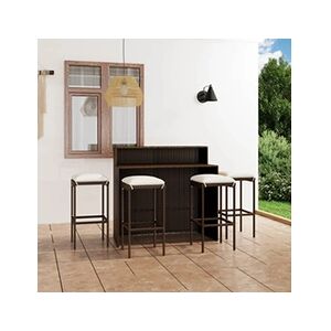 VIDAXL Ensemble de bar de jardin avec coussins 5 pcs Marron - Publicité