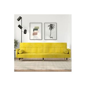 VIDAXL Canapé-lit avec coussins jaune velours - Publicité
