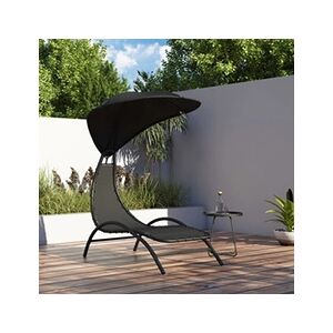 VIDAXL Chaise longue avec auvent noir 167x80x195 cm tissu et acier - Publicité