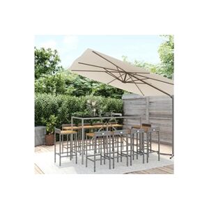 VIDAXL Ensemble de bar jardin 11pcs gris poly rotin/bois massif acacia - Publicité