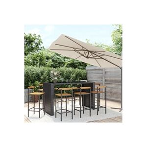 VIDAXL Ensemble de bar jardin 9 pcs noir poly rotin/bois massif acacia - Publicité