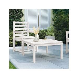 VIDAXL Table de jardin blanc 82,5x82,5x45 cm bois massif de pin - Publicité