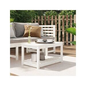 VIDAXL Table de jardin blanc 82,5x50,5x45 cm bois massif de pin - Publicité