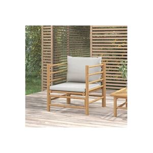 VIDAXL Canapé de jardin avec coussins gris clair bambou - Publicité