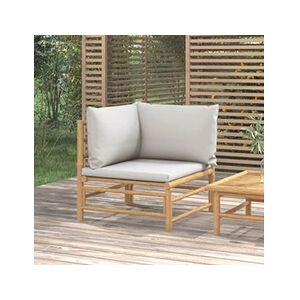 VIDAXL Canapé d'angle de jardin avec coussins gris clair bambou - Publicité