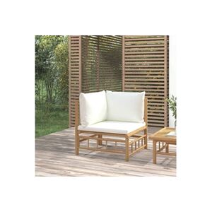 VIDAXL Canapé d'angle de jardin avec coussins blanc crème bambou - Publicité