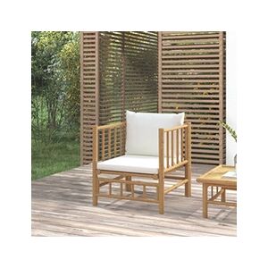 VIDAXL Canapé de jardin avec coussins blanc crème bambou - Publicité