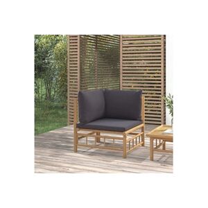 VIDAXL Canapé d'angle de jardin avec coussins gris foncé bambou - Publicité
