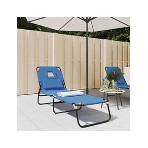 VIDAXL Chaise longue pliante bleu tissu oxford acier enduit de poudre - Publicité