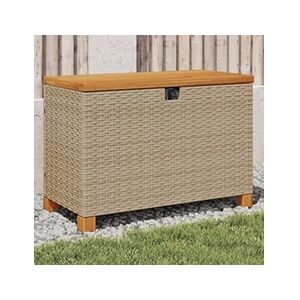 VIDAXL Boîte de rangement de jardin beige résine tressée bois d'acacia - Publicité