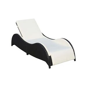 VIDAXL Chaise longue avec coussin Résine tressée Noir - Publicité