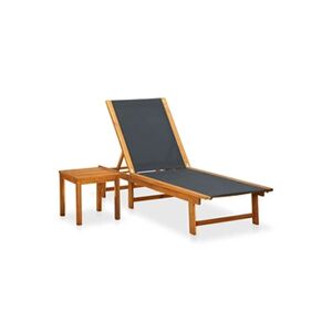 VIDAXL Chaise longue avec table Bois d'acacia solide et textilène - Publicité