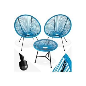 TECTAKE Ensemble table et chaises de jardin Santana - bleu - Publicité