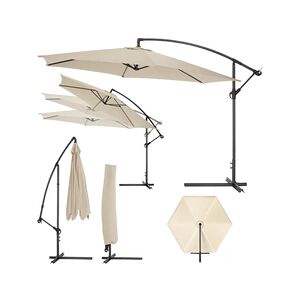 TECTAKE Parasol 350 cm avec housse de protection - beige - Publicité