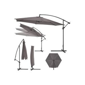TECTAKE Parasol 350 cm avec housse de protection - gris - Publicité