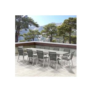 Wilsa Garden - Salon de jardin en aluminium décor bois Tulum Table + 6 fauteuils + 4 chaises - Publicité