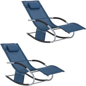 Sobuy Lot De 2 Bain De Soleil Chaises Longues Fauteuils À Bascule Avec Appui-Tête Et Pochette Latérale Et Repose-Pieds Transats De Jardin Rocking Chairs Confortables, Ogs28-Nbx2 - Publicité