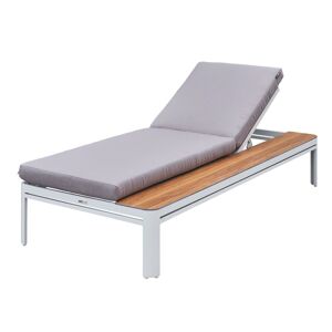 Axi Kira Bain De Soleil Avec Table En Bois / Gris Transat Jardin En Aluminium Avec Dossier Réglable - 5 Positions Chaise Longue Pour L'extérieur/Le Jardin. Publicité