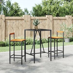 Vidaxl Ensemble De Bar Jardin 3 Pcs Noir Poly Rotin/Bois Massif Acacia - Publicité