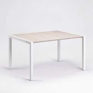 Table - Grosfillex - Eden 133 - Blanc Lin - 133x87 - Aluminium Et Résine - 6p - Publicité