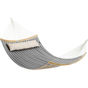 Gris + Beige Hamac Double Rembourré, Hamac Matelassé, Avec Barres Incurvées Démontable En Bambou, Avec Oreiller, 200 X 140 Cm, - Publicité