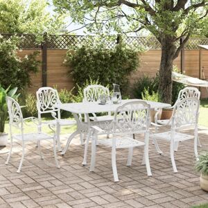 Vidaxl Ensemble À Manger De Jardin 7 Pcs Blanc Aluminium Coulé - Publicité