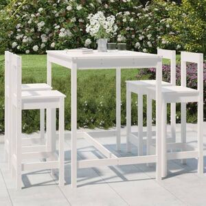 Vidaxl Ensemble De Bar De Jardin 5 Pcs Blanc Bois Massif De Pin - Publicité