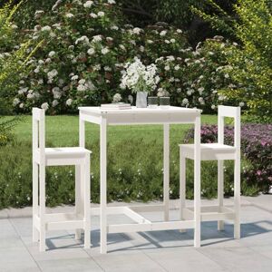 Vidaxl Ensemble De Bar De Jardin 3 Pcs Blanc Bois De Pin Massif - Publicité