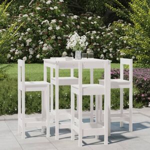 Vidaxl Ensemble De Bar De Jardin 5 Pcs Blanc Bois Massif De Pin - Publicité