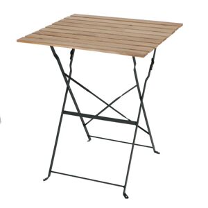 Table De Jardin Carré Pliante En Métal Et Bois - Beige/Vert - L 60 X P 60 X H 71,5 Cm - Publicité