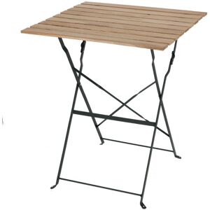 Table De Jardin Carré Pliante En Métal Et Bois - Beige/Vert - L 60 X P 60 X H 71,5 Cm - Publicité