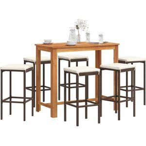 Vidaxl Ensemble De Bar De Jardin 7 Pcs Marron Bois Massif Acacia Rotin - Publicité