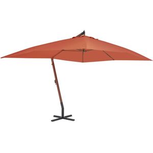 Vidaxl Parasol En Porte-À-Faux Avec Mât En Bois 400x300 Cm Terre Cuite - Publicité