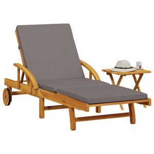 Vidaxl Chaise Longue Avec Coussin Et Table Bois D'acacia Massif - Publicité