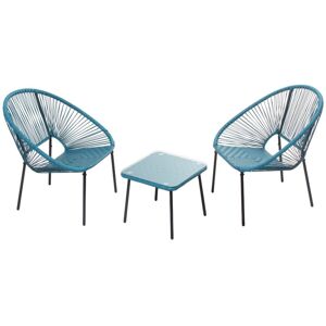 Concept-Usine Set De 2 Fauteuils + Table Basse Bleu Acapulco - Publicité