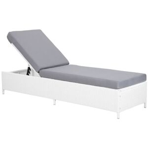 Chaise Longue En Rotin Blanc Et Coussin Gris Turin Ii - Publicité