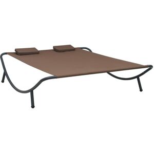 vidaXL Chaise Longue D'extérieur Tissu Marron - Publicité