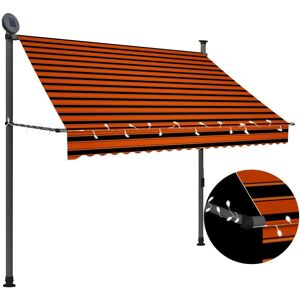 vidaXL Auvent Manuel Rétractable Avec Led 200 Cm Orange Et Marron - Publicité