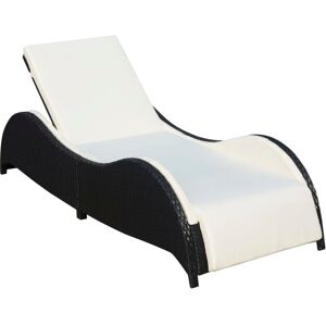 vidaXL Chaise Longue Avec Coussin Résine Tressée Noir - Publicité