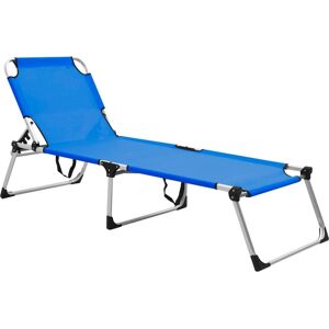 Vidaxl Chaise Longue Pliable Extra Haute Pour Seniors Bleu Aluminium - Publicité