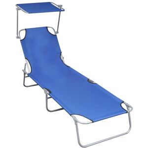 Vidaxl Chaise Longue Pliable Avec Auvent Bleu Aluminium - Publicité