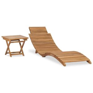 Vidaxl Chaise Longue Pliable Avec Table Bois De Teck Solide - Publicité