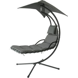 Sobuy Ogs39-Sg Bain De Soleil Hamac Transat Suspendu Lit Suspend Balancelle De Jardin Et Patio Fauteuil - Gris Foncé - Publicité